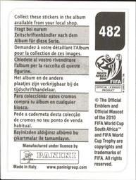 2010 Panini FIFA World Cup Stickers (Black Back) #482 Robert Vittek Back