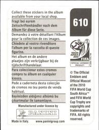2010 Panini FIFA World Cup Stickers (Black Back) #610 Amado Guevara Back