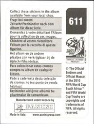 2010 Panini FIFA World Cup Stickers (Black Back) #611 Ramon Nunez Back