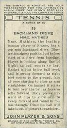 1936 Player's Tennis #19 Mme. Mathieu Back