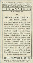 1936 Player's Tennis #34 Miss Helen Jacobs Back