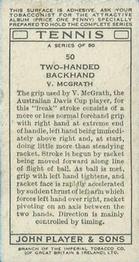 1936 Player's Tennis #50 Vivian McGrath Back