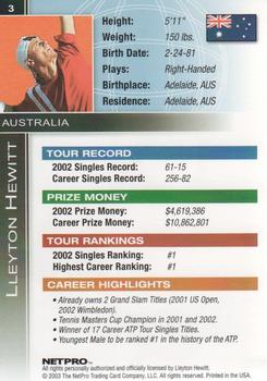 2003 NetPro International Series #3 Lleyton Hewitt Back