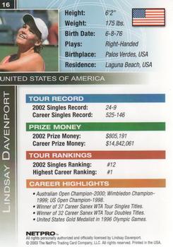2003 NetPro International Series #16 Lindsay Davenport Back