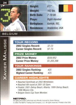 2003 NetPro International Series #24 Xavier Malisse Back