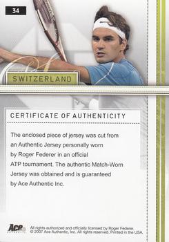2007 Ace Authentic Straight Sets - Materials #34 Roger Federer Back