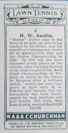 1928 Churchman's Lawn Tennis #4 H.W. Austin Back