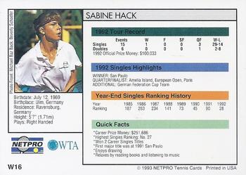 1993 NetPro #W16 Sabine Hack Back