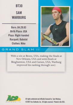 2008 Ace Authentic Grand Slam II #BT30 Sam Warburg Back