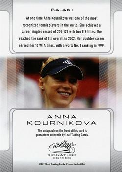 2017 Leaf Signature Series #BA-AK1 Anna Kournikova Back