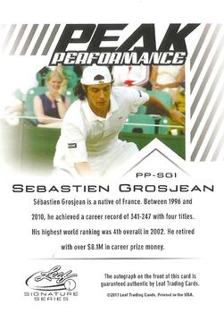 2017 Leaf Signature Series - Peak Performance Autographs #PP-SG1 Sebastien Grosjean Back