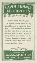 1928 Gallaher's Lawn Tennis Celebrities #7 Lilli De Alvarez Back