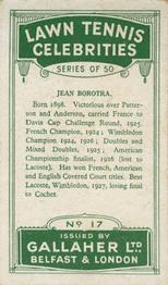 1928 Gallaher's Lawn Tennis Celebrities #17 Jean Borotra Back
