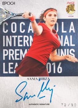 2016 Epoch Coca-Cola International Premier Tennis League - Authentic Signatures Vertical #AS-MZ-V Sania Mirza Front