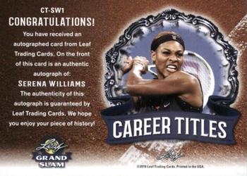 2018 Leaf Grand Slam - Career Titles Autographs #CT-SW1 Serena Williams Back