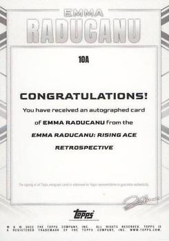 2022 Topps X Emma Raducanu - Autographs Orange #10A Emma Raducanu Back