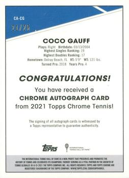 2021 Topps Chrome - Chrome Autographs Orange #CA-CG Coco Gauff Back