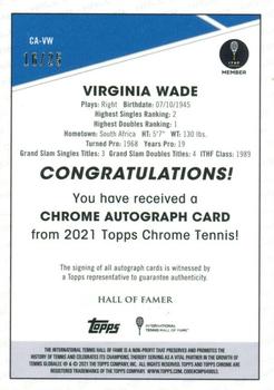 2021 Topps Chrome - Chrome Autographs Orange #CA-VW Virginia Wade Back
