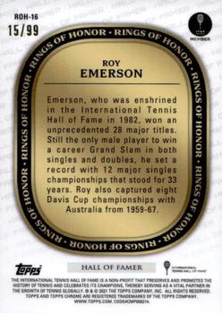 2021 Topps Chrome Sapphire - Rings of Honor White #ROH-16 Roy Emerson Back