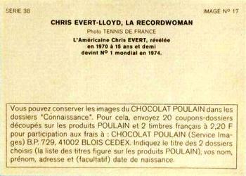 1984 Chocolat Poulain Serie 38 : Connaissance du Tennis #17 Chris Evert-Lloyd Back
