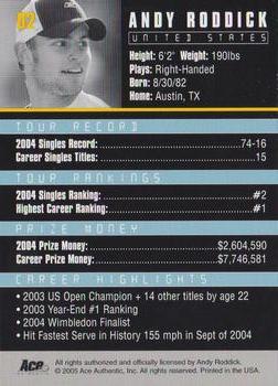 2005 Ace Authentic Debut Edition #02 Andy Roddick Back