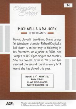 2005 Ace Authentic Signature Series #74 Michaella Krajicek Back