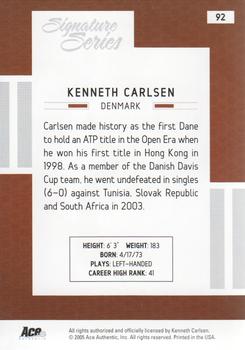2005 Ace Authentic Signature Series #92 Kenneth Carlsen Back