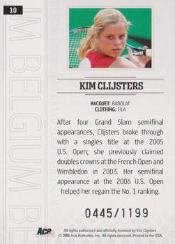 2006 Ace Authentic Grand Slam #10 Kim Clijsters Back