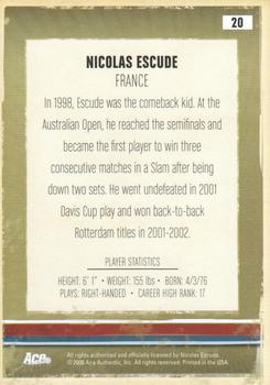 2006 Ace Authentic Heroes & Legends #20 Nicolas Escude Back