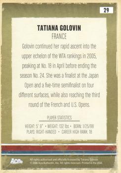 2006 Ace Authentic Heroes & Legends #29 Tatiana Golovin Back