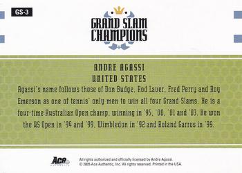 2005 Ace Authentic Signature Series - Grand Slam Champions #GS-3 Andre Agassi Back