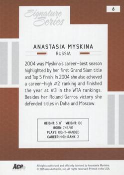 2005 Ace Authentic Signature Series - HoloFoil #6 Anastasia Myskina Back