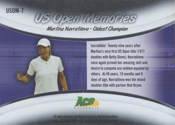 2008 Ace Authentic Grand Slam - U.S. Open Memories Bronze #USOM-7 Martina Navratilova Back