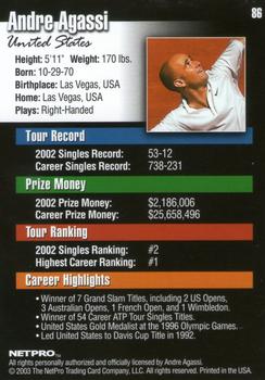 2003 NetPro #86 Andre Agassi Back