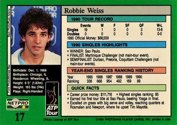 1991 NetPro Tour Stars #17 Robbie Weiss Back