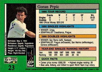 1991 NetPro Tour Stars #23 Goran Prpic Back