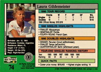 1991 NetPro Tour Stars #74 Laura Gildemeister Back