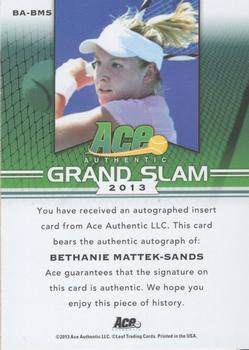 2013 Leaf Ace Authentic Grand Slam - Brown #BA-BMS Bethanie Mattek-Sands Back