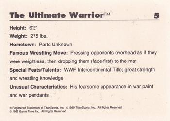1989 Classic WWF #5 The Ultimate Warrior Back