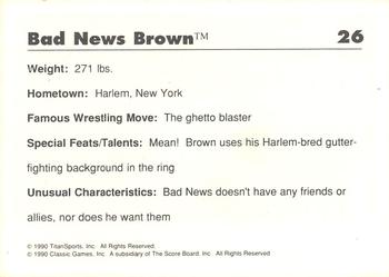 1989 Classic WWF #26 Bad News Brown Back