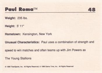 1989 Classic WWF #48 Paul Roma Back
