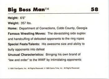 1989 Classic WWF #58 Big Boss Man Back