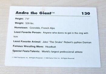1989 Classic WWF #130 Andre The Giant Back