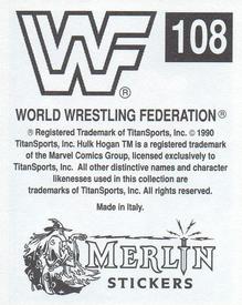 1990 Merlin WWF Superstars Stickers #108 The Model Rick Martel Back