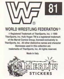 1990 Merlin WWF Superstars Stickers #81 Demolition Puzzle Back