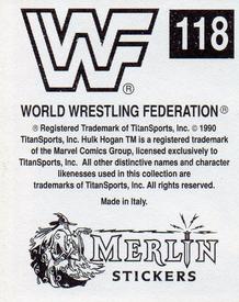 1990 Merlin WWF Superstars Stickers #118 Ultimate Warrior Puzzle Back