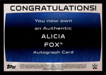 2015 Topps WWE Road to Wrestlemania - Autographs #NNO Alicia Fox Back