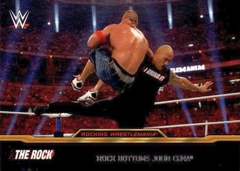 2015 Topps WWE Road to Wrestlemania - The Rock Rocking WrestleMania #6 Rock Bottoms John Cena Front