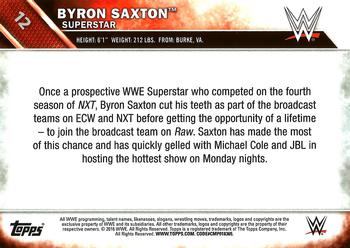 2016 Topps WWE #12 Byron Saxton Back