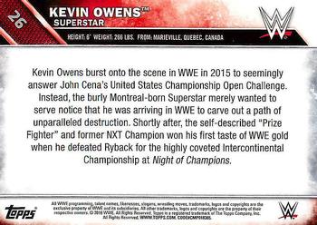 2016 Topps WWE #26 Kevin Owens Back